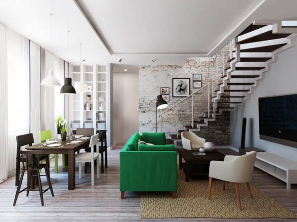 相同空间 2种不同设计风格的复式公寓设计