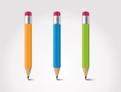 3种颜色的铅笔矢量素材