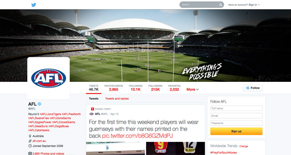 @AFL new Twitter profile