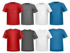 4种色彩圆领T恤矢量素材