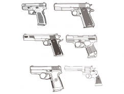 6款线描手枪矢量素材