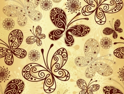 蝴蝶花纹无缝背景矢量素材