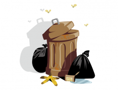 垃圾桶和垃圾袋矢量素材