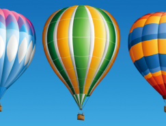 3个漂亮的彩色热气球矢量素材