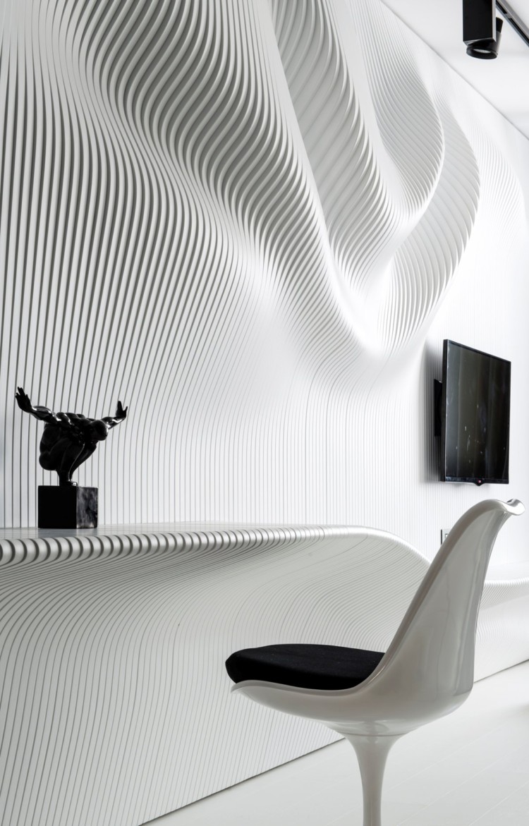 动感的波浪墙:黑与白演绎完美卧室空间