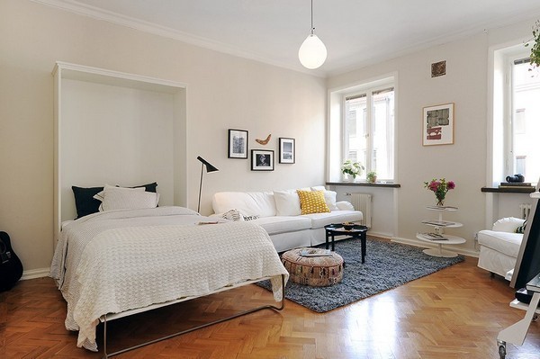 巧妙的壁床: 简约清新的42平米北欧风格小公寓