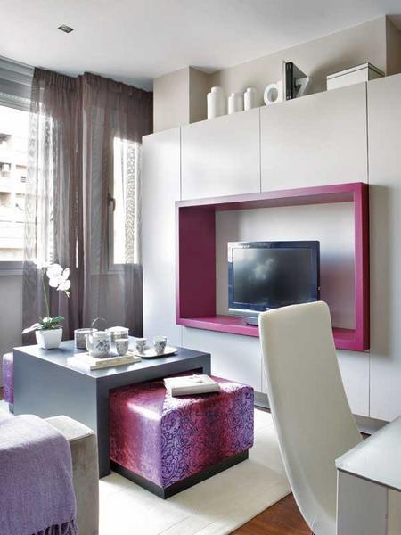 粉紫色调的45平米时尚公寓装修