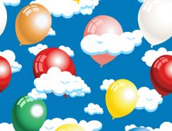 气球与云朵无缝背景矢量素材
