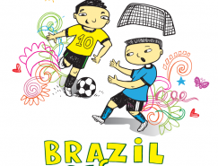 手绘巴西世界杯主题元素矢量素材