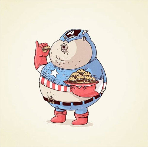 Alex Solis插画欣赏:肥胖版的超级英雄