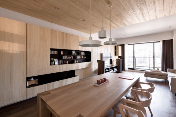 采用天然木材的现代风格公寓设计