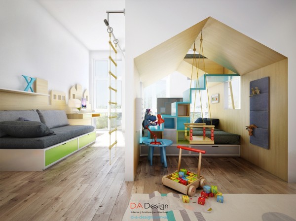 丰富的暖色调和儿童玩乐空间:乌克兰独特优雅的现代住宅