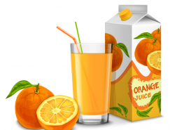橙汁包装和果汁矢量素材