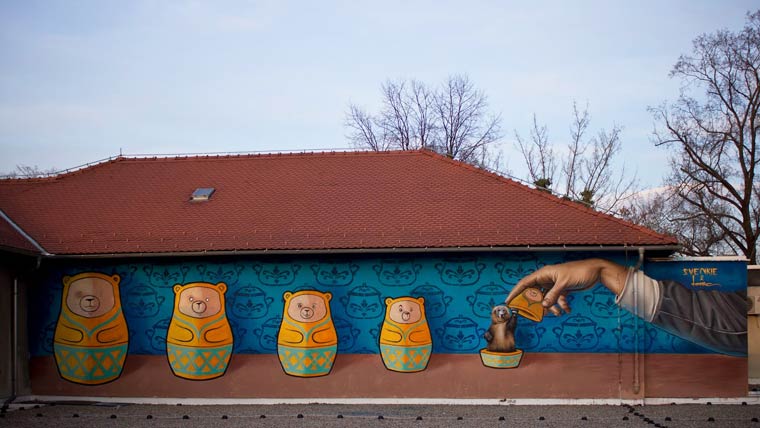 克罗地亚街头艺术家Lonac街头涂鸦艺术