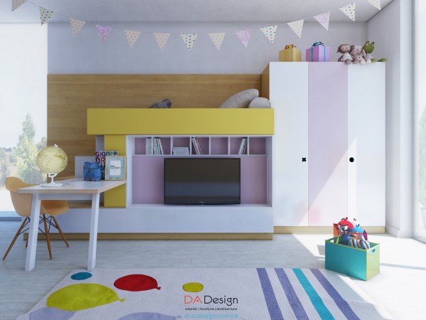 大量的存储空间:多彩儿童房设计欣赏