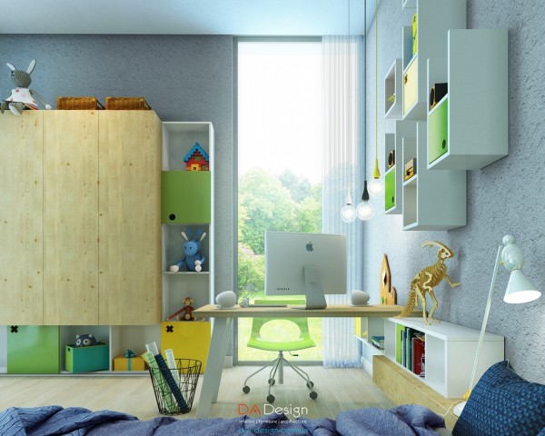 大量的存储空间:多彩儿童房设计欣赏