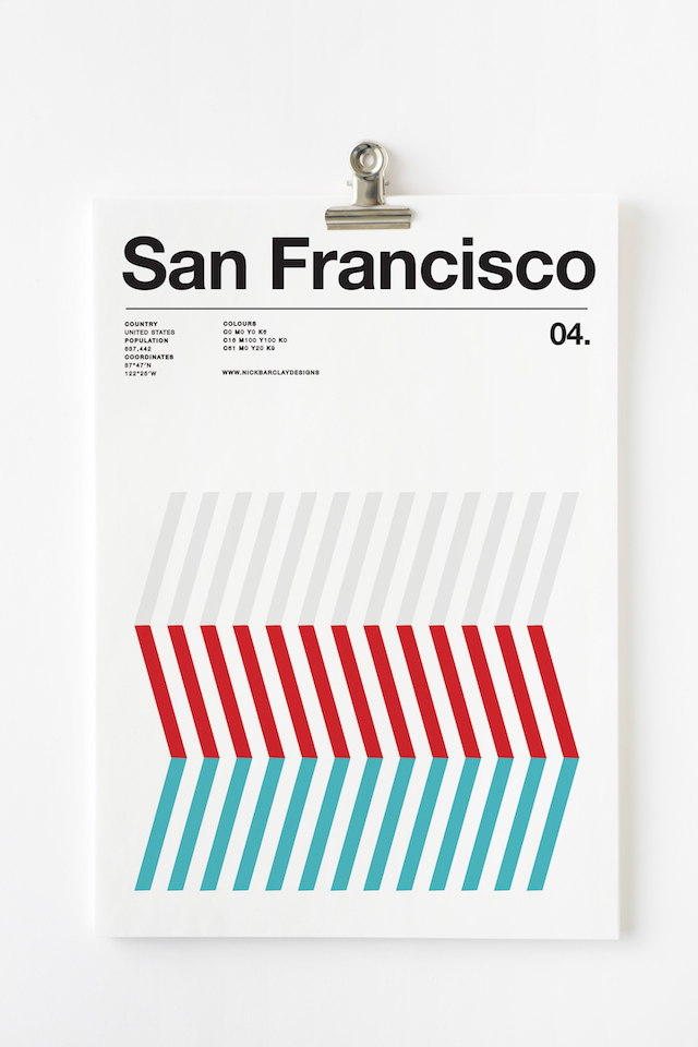 Nick Barclay创意三色城市海报设计