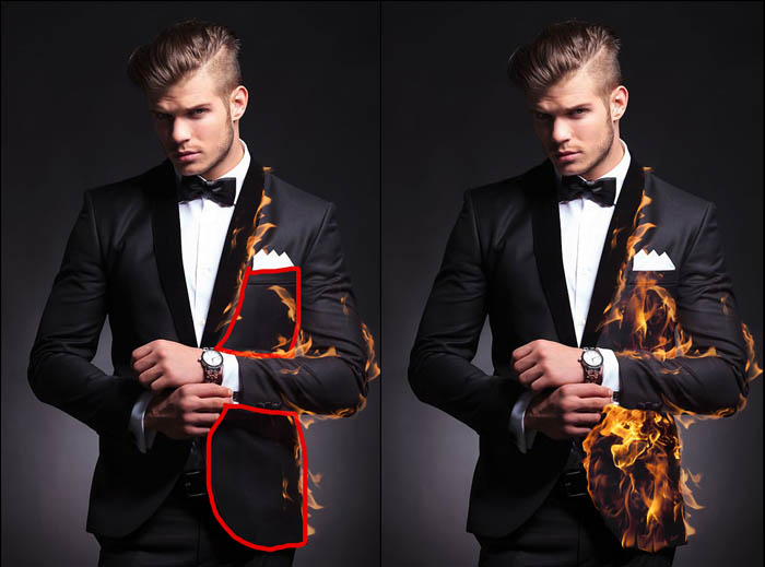Photoshop给帅哥的右侧部分加上熊熊火焰