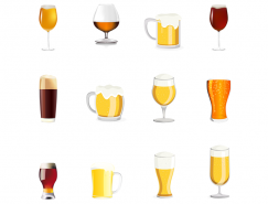 12种啤酒杯图标矢量素材