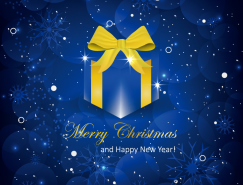 梦幻蓝色背景圣诞礼盒矢量素材