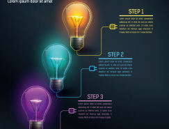 创意彩色灯泡信息图矢量素材