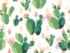 仙人掌花无缝背景矢量素材