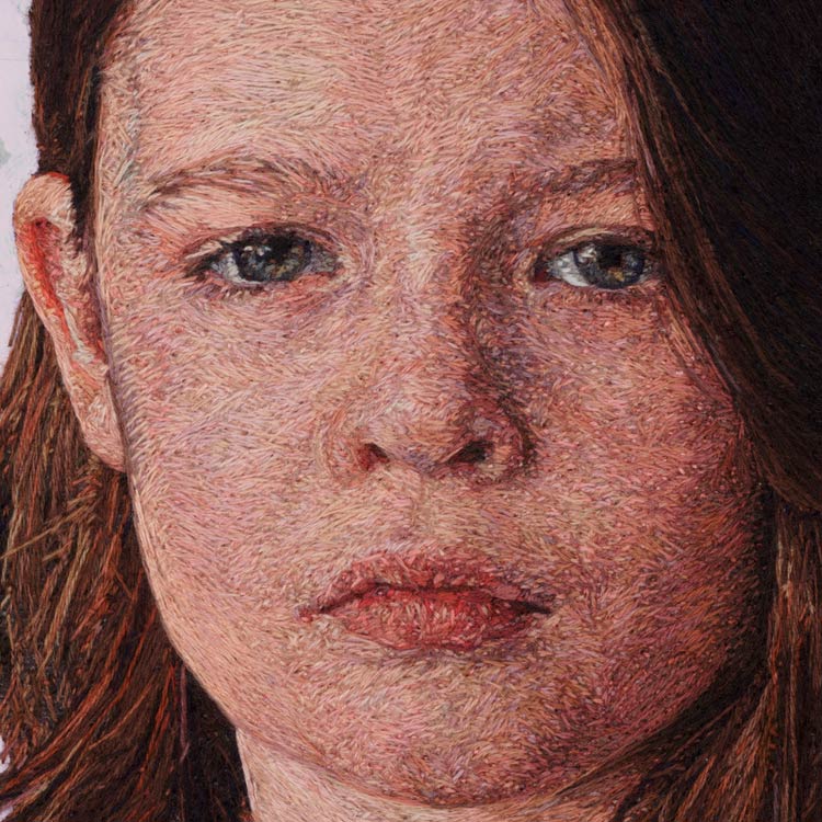Cayce Zavaglia超写实风格的刺绣肖像画作品欣赏