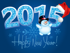 2015新年雪人背景矢量素材