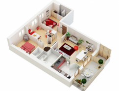 25个三居室户型装修3D布局效果图