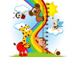 卡通动物造型的宝宝身高测量尺矢量素材(3)
