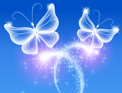 梦幻蝴蝶和光束背景矢量素材