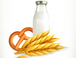 小麦和牛奶矢量素材
