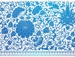 传统风格蓝色花卉花纹背景矢量素材