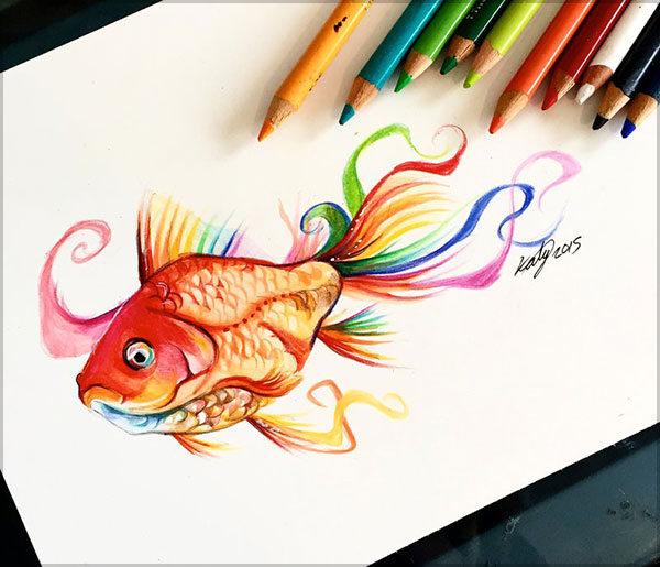 Katy Lipscomb精致的彩色铅笔绘画作品