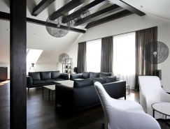 俄罗斯黑白复式阁楼住宅设计