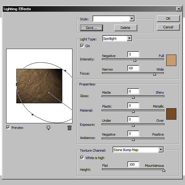 利用PS滤镜及图层样式制作超酷的褐色岩石字