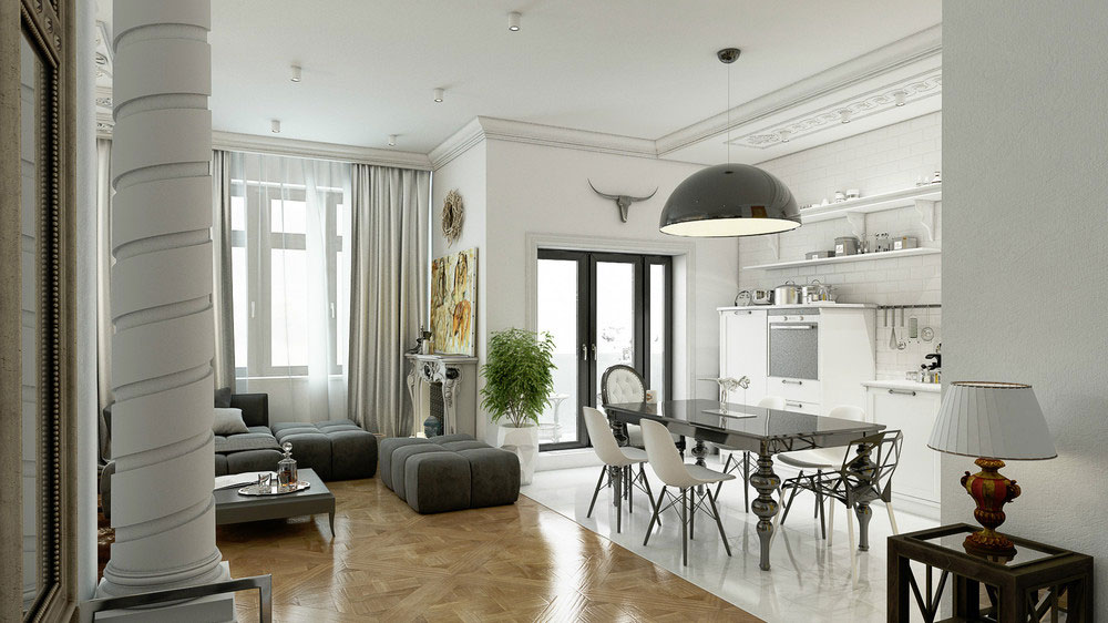 63平米开放式优雅奢侈的公寓效果图设计