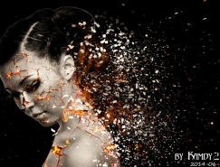 Photoshop給美女加上超酷的火焰碎片效果