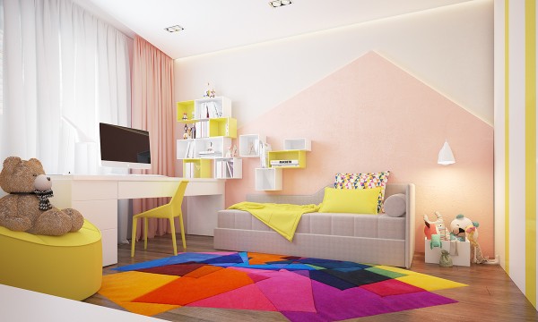 跳跃的色彩搭配:温馨简约的现代公寓设计