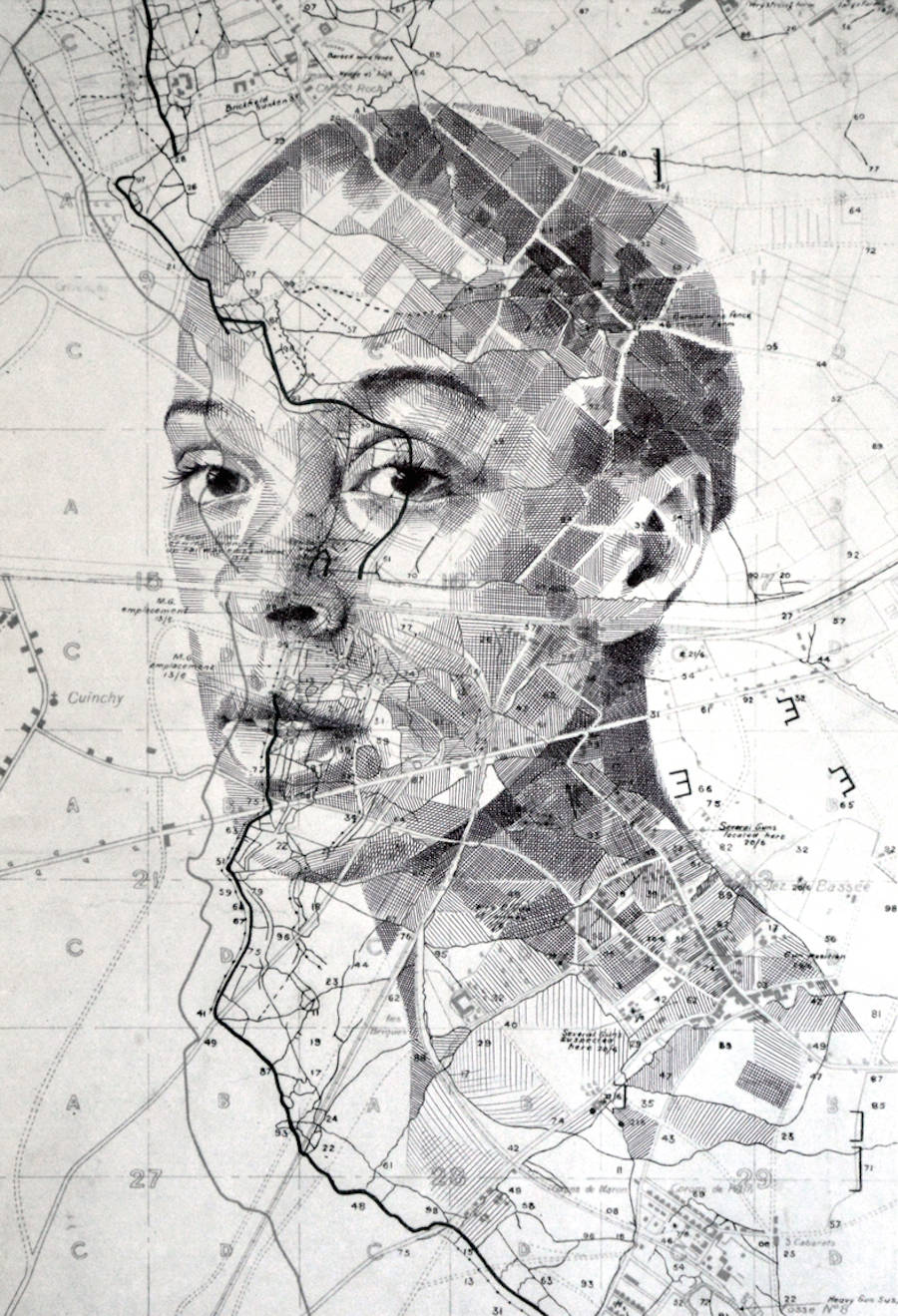 Ed Fairburn地图上的肖像绘画作品