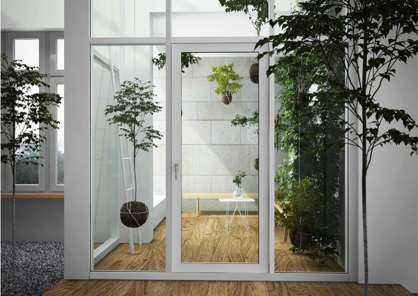 漂亮垂直绿色花园的现代时尚公寓设计