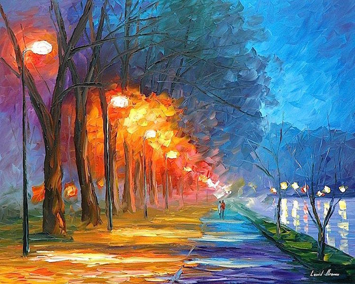 Leonid Afremov秋天风景油画欣赏