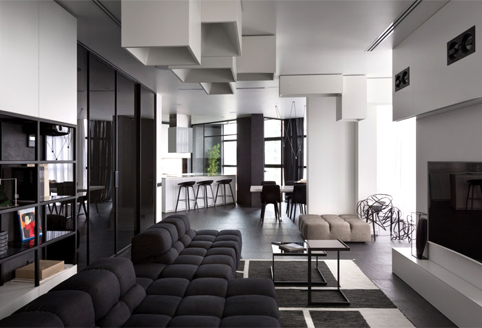 时尚极简的黑白公寓设计
