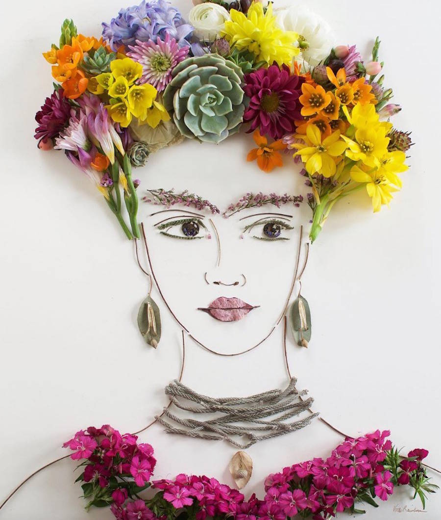 由植物和花卉打造的细腻肖像