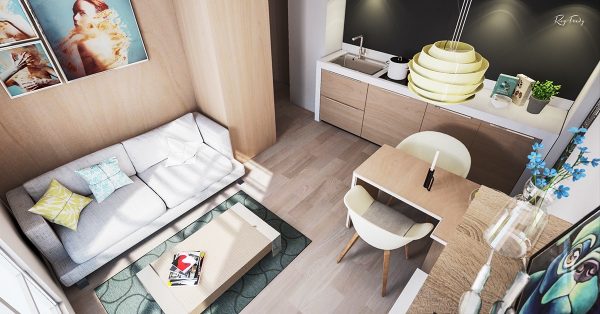 大胆的色彩主题:创意小公寓装修设计