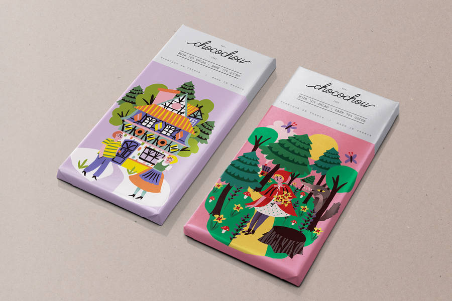 童话风格插画的巧克力包装设计