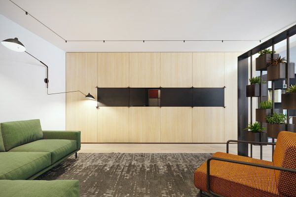 和谐的图案和平衡的色彩:简洁别致的现代Loft装修设计