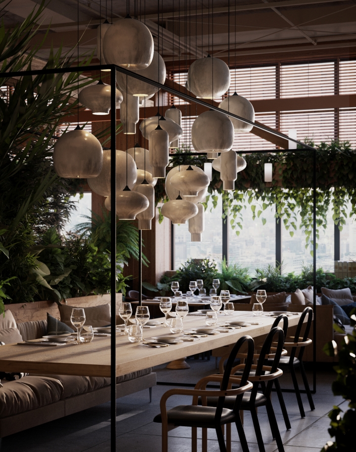 满眼葱绿的绿植:阿拉木图清新别致的餐厅设计