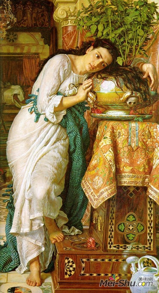 威廉·霍爾曼·亨特William Holman Hunt作品 伊莎貝拉與羅勒花盆(Isabella and the Pot of Basil)