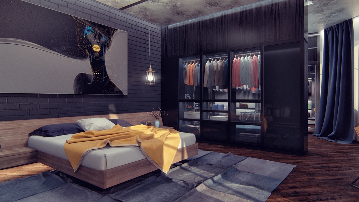 6个酷酷的黑色主题卧室设计